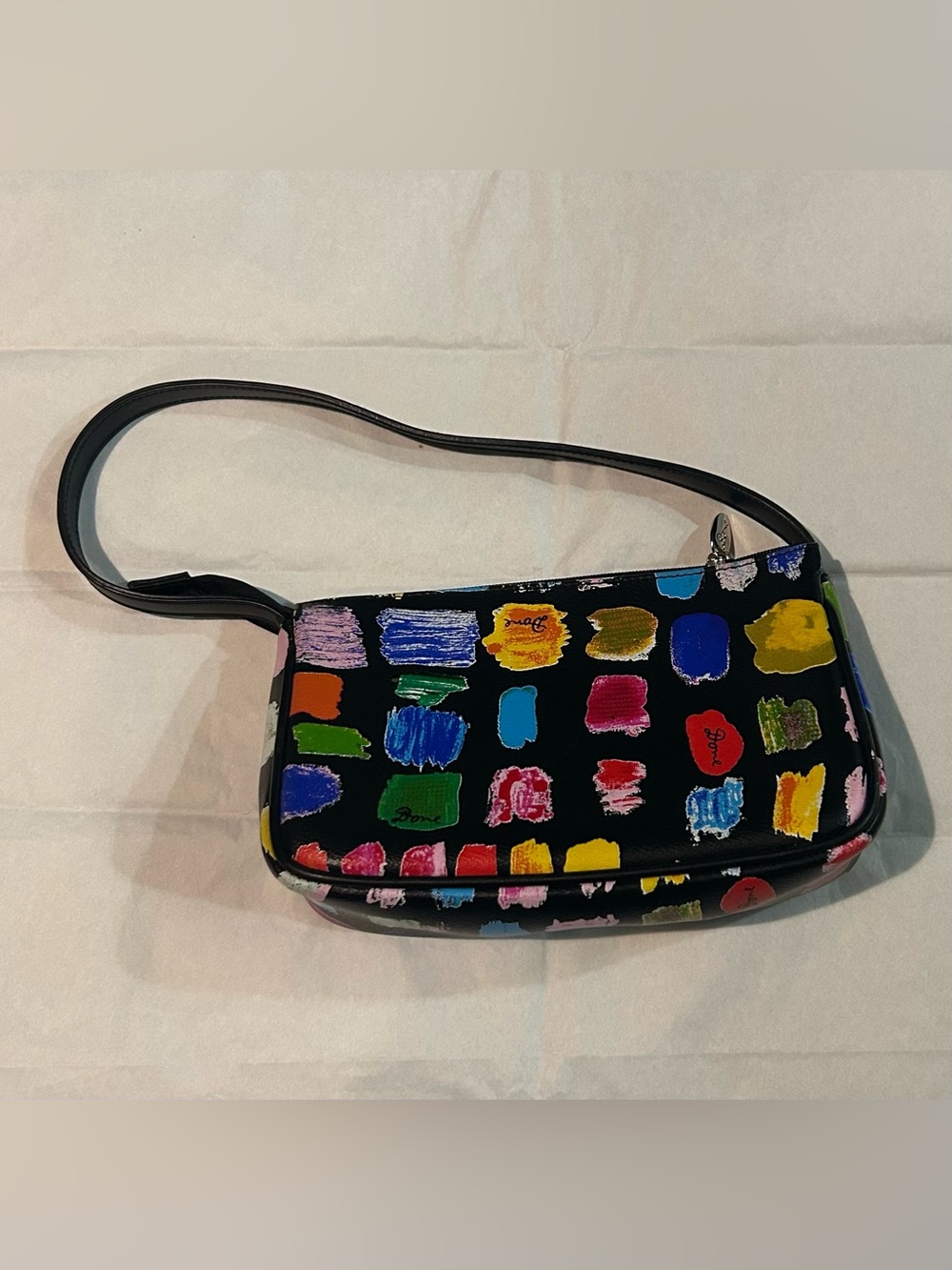 Rare vintage Ken Done shoulder bag featuring a colorful all-over artist paint